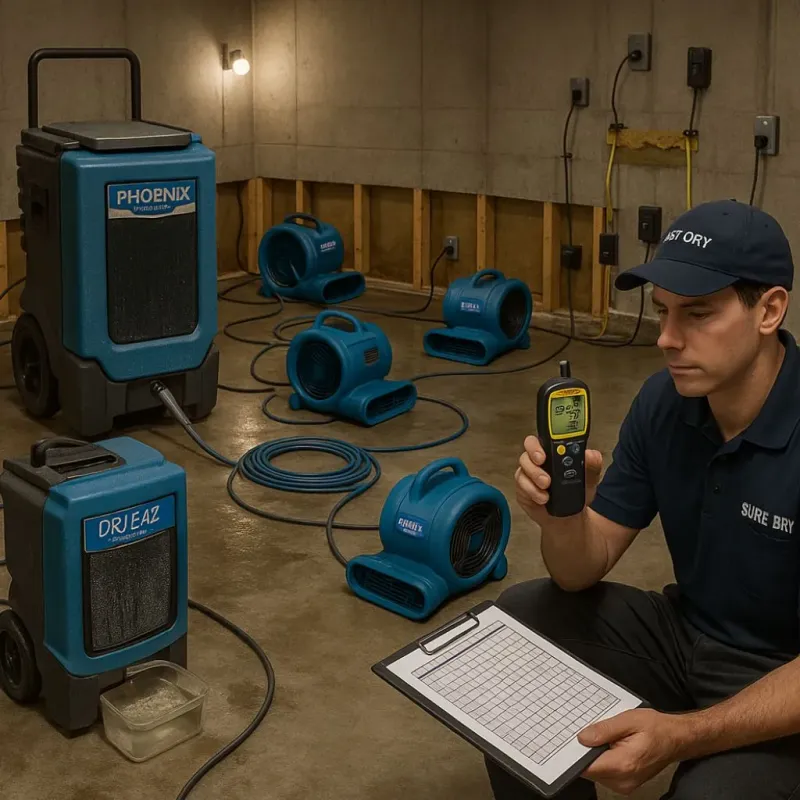 Structural Drying and Dehumidification process in Lewisville, NC